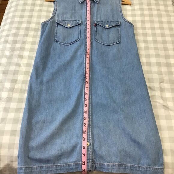 Levi’s Dress Sleeves Less Dress Tunic Denim Jeans In Small - Picture 7 of 11